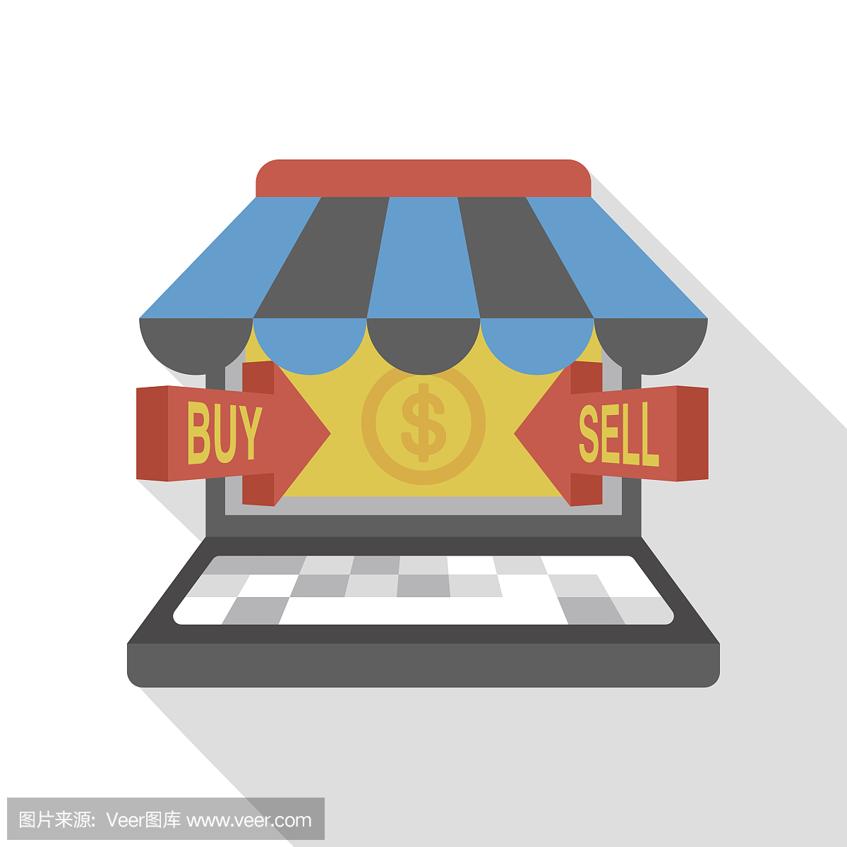 網(wǎng)上購(gòu)物由電腦平面圖標(biāo)